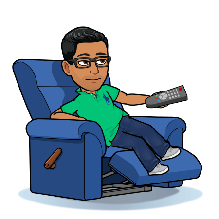 Bitmoji sitting on chair watching tv