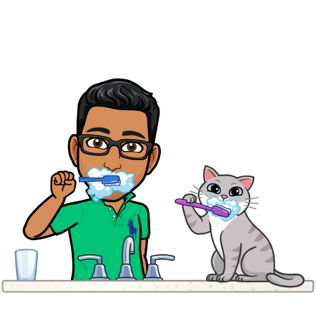 Bitmoji brushing his teeth