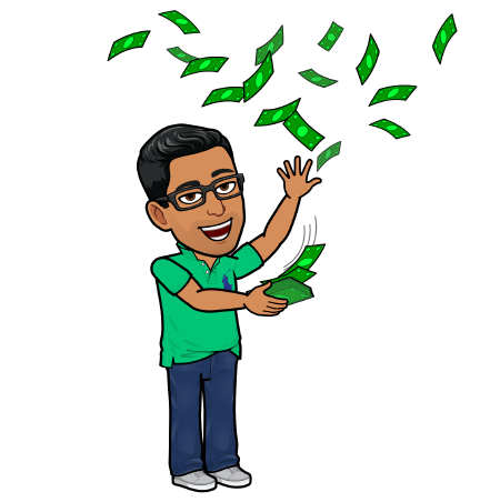 Bitmoji throwing money in the air