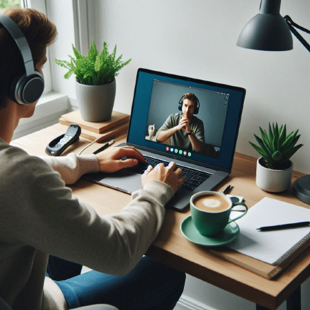 A job interview being performed remotely