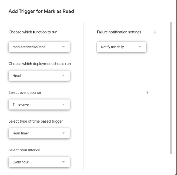 Dialog configuring an hour-based interval